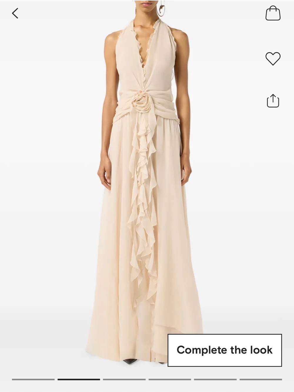 Blumarine Cream Ruffle Floral Maxi Dress